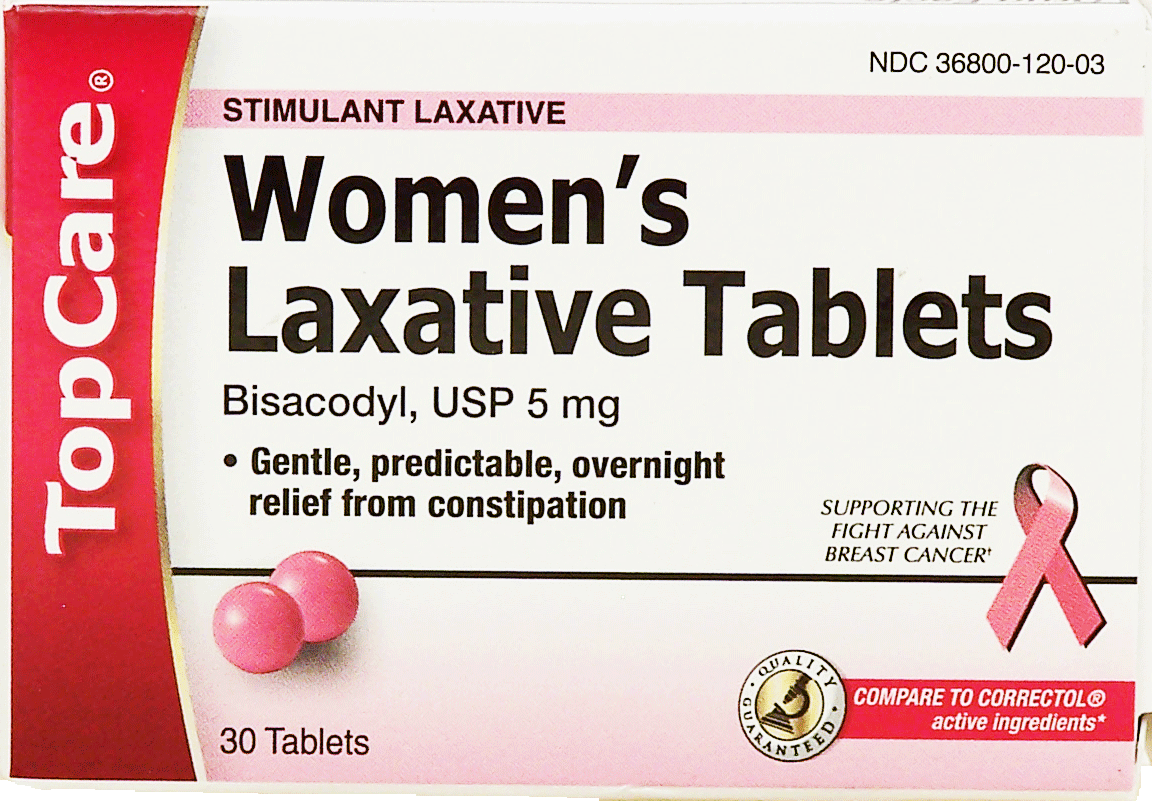 Top Care  women's laxative tablets, bisacodyl USP 5mg tablets, compare to correctol Full-Size Picture